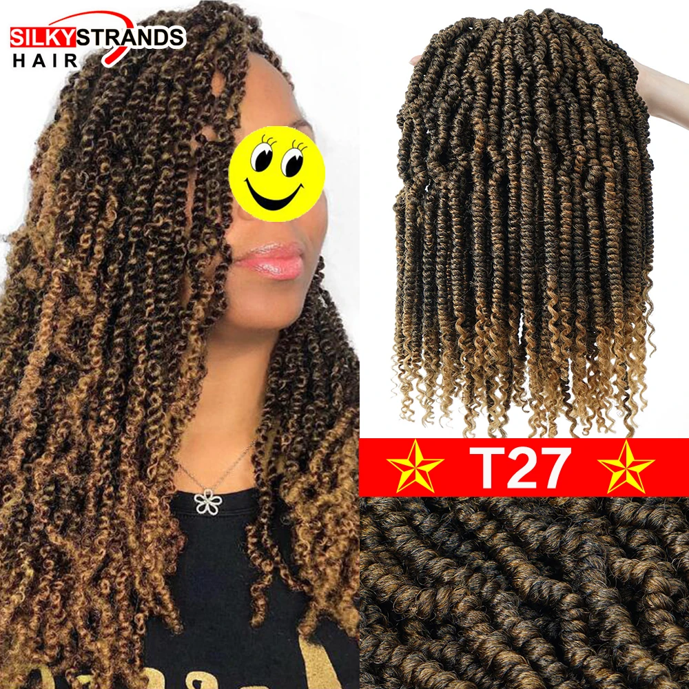 Burgundy Fluffy Passion Twist Hair Braiding 24strands/pack Synthetic Bomb Spring Curly Twist Crochet Hair