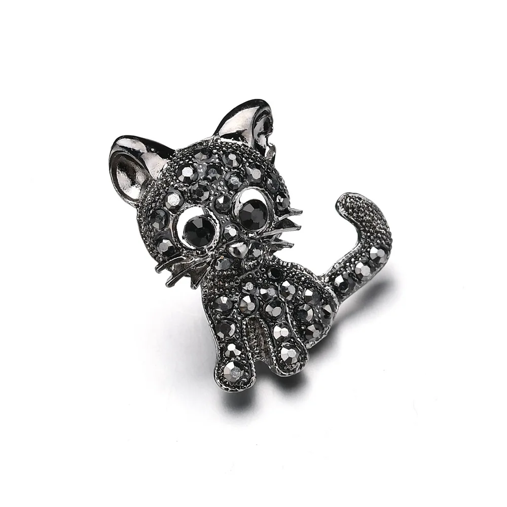 

High Quality Hot Cute Black Small Cat Brooches for Women gift Accessories Vintage Rhinestone Brooch Pins Badge Children's Gifts