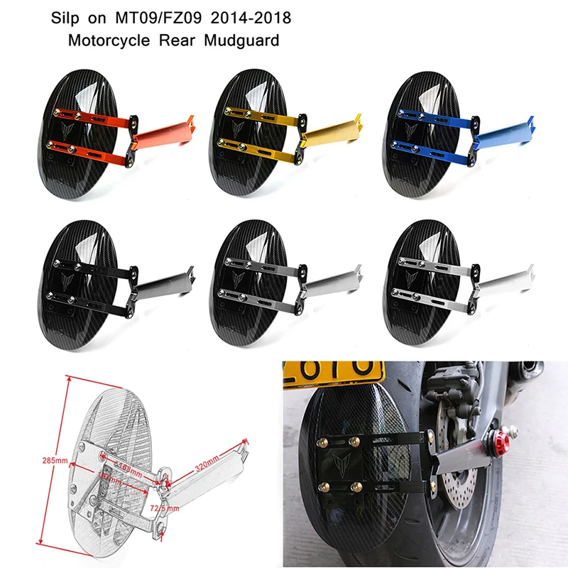 

Motorcycle Rear Mudguard cover With Bracket Non-destructive installation Silp on for Yamaha MT09/FZ09 2014 2015 2016 2017 2018