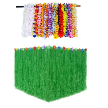 

Hula Flower Table Skirt Tableware Table Dress Hawaii Garland Festival Beach Party Decoration birthday