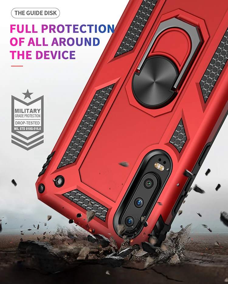 For Huawei P30 Pro case Holder Stand Armor Hybrid Magnetic Bracket Finger Ring Cover For For Huawei P30 Lite P Smart 2019 Case (14)