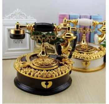 

Hearts vintage phone music box creative octave jewelry box home decoration holiday gifts desktop creative decoration
