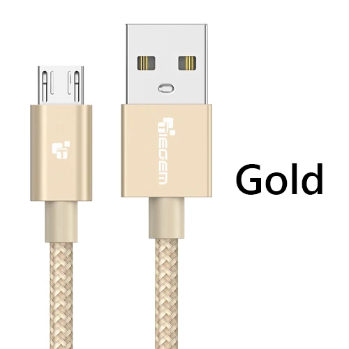 Нейлоновый Micro USB кабель TIEGEM 3A Быстрая зарядка USB синхронизация данных мобильный телефон Android адаптер зарядное устройство кабель для samsung sony htc LG - Цвет: Gold