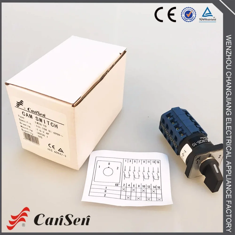 

10A Cam Switch changevoer switch 1-0-2 4 Poles 16 terminals (CE, CCC, TUV certificate)