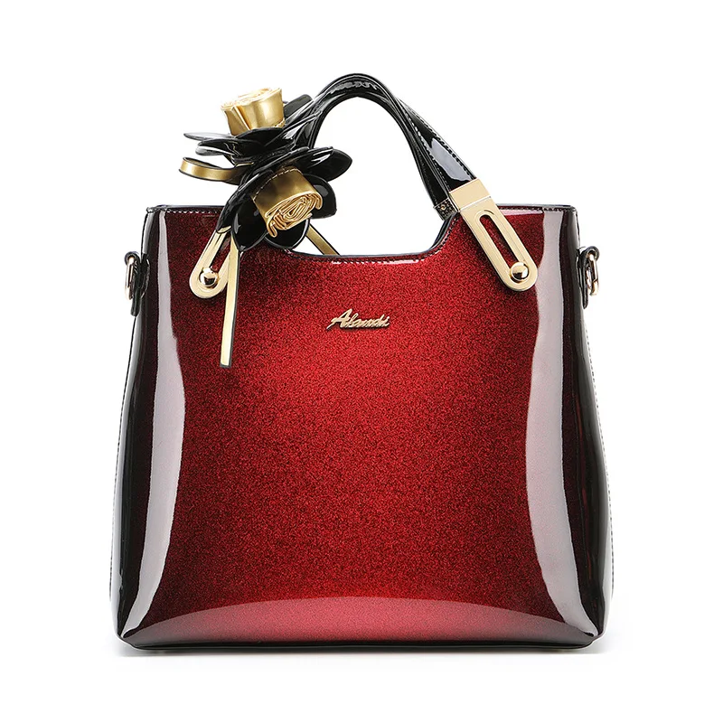 

high quality womens casual tote messenger bag solid patent leather luxury handbag female designer crossbody bags shoulder bolsa