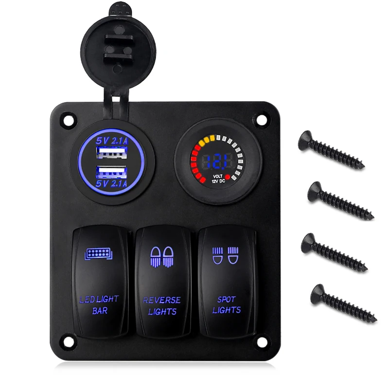 Buy 3 Gang Marine Ignition Toggle Rocker Switch Panel