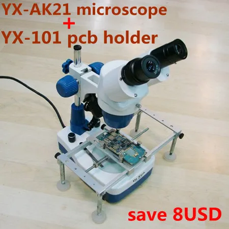 

20x-40x Stereo binocular Microscope for cell phone Mobile Phone Repair with Top and Bottom LED light YAXUN AK21 with PCB STAND