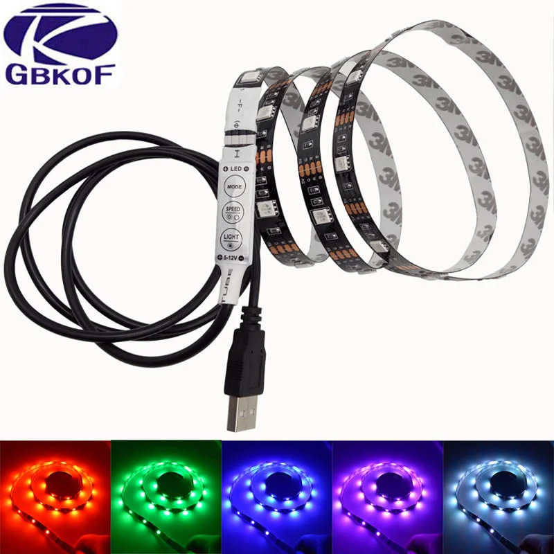 ТВ/ПК фоновая Светодиодная лента освещение DC5V USB SMD5050 RGB 60 светодиодов/м с 17Key RF