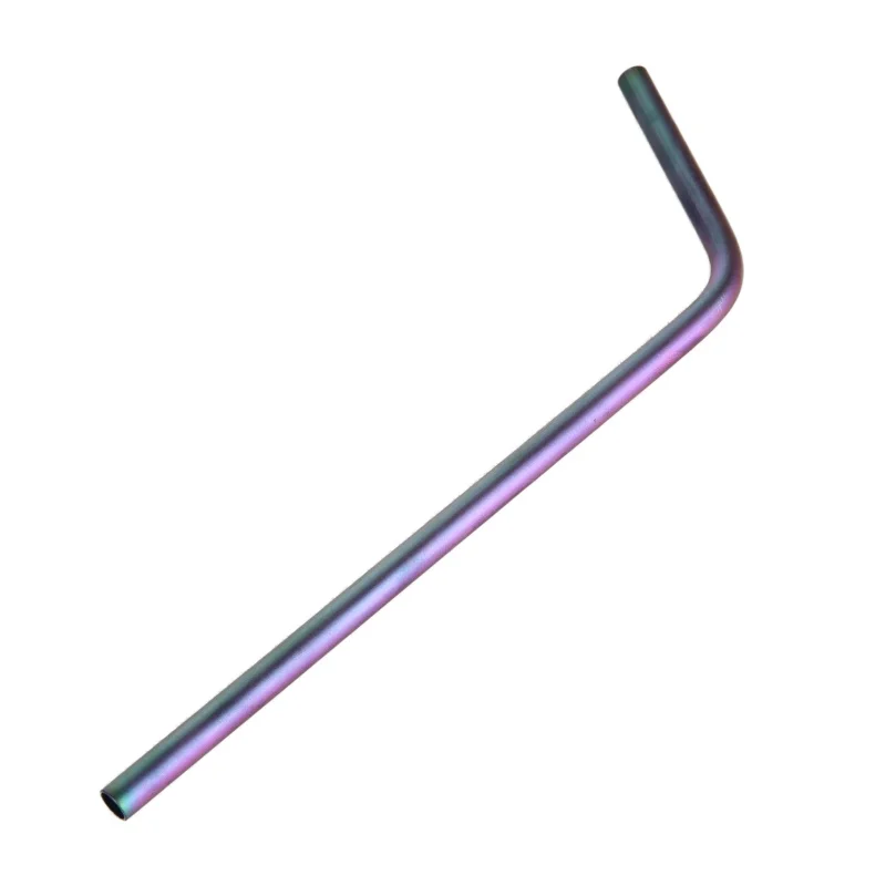 Titanio portátil pajas + cepillo limpio titanio curva paja cocina al aire libre Camping potable familia senderismo Regalo De vacaciones paja