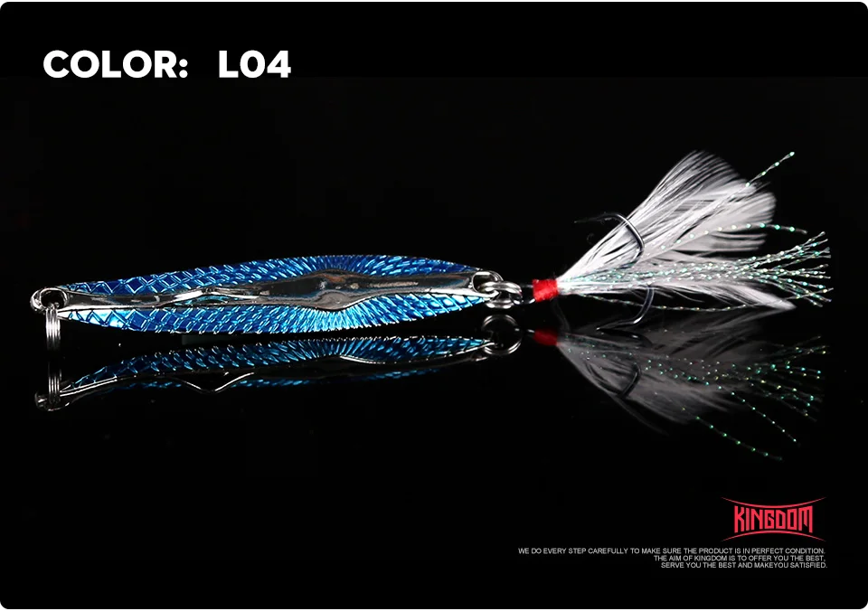 Kingdom Metal Jig spoon Artificial Bait Full Aqueous Layer Metal Material With Feather Hook Fish Sea Bass Fishing Lure Model 3406 (12)