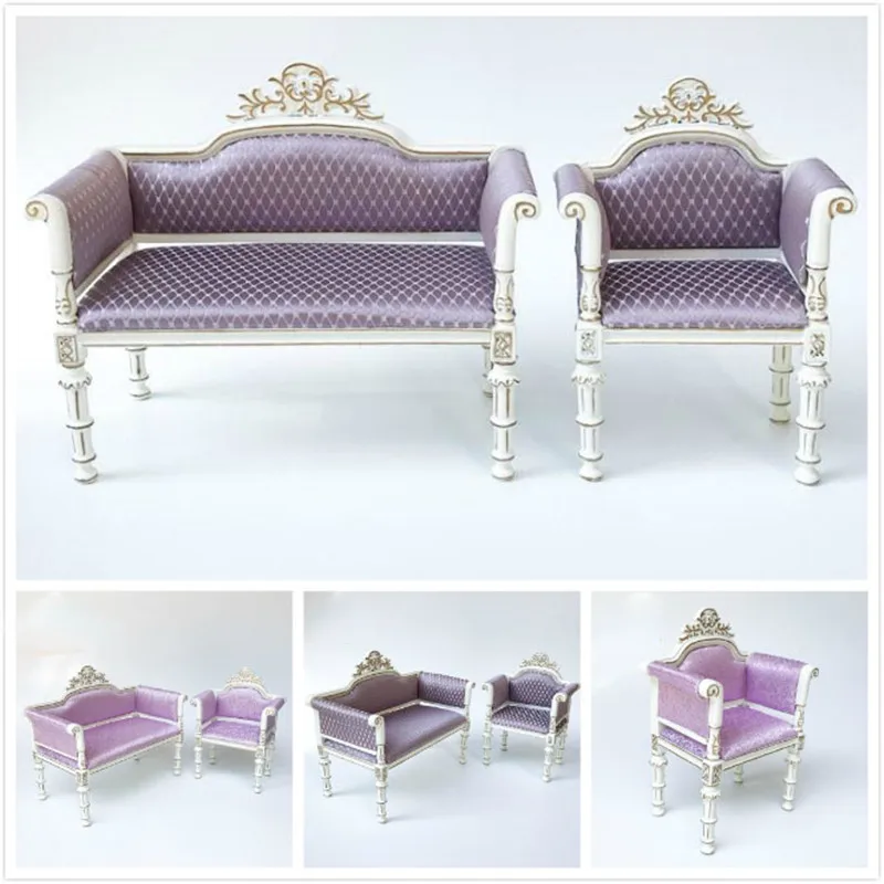 Doub K 1:6 Dollhouse Furniture toy living room Wooden Miniature Sofa chair Kids girls Furniture pretend Play Toys for children Doub K 1:6 Dollhouse Furniture toy living room Wooden Miniature Sofa chair Kids girls Furniture pretend Play Toys for children
