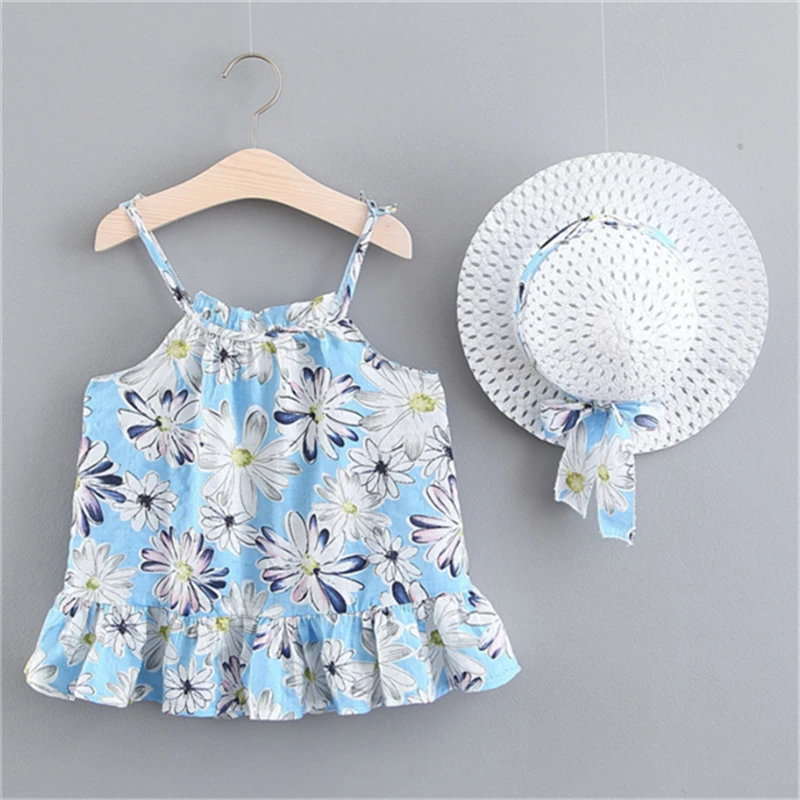 

2019 Summer Newborn Infant Toddler Dresses Infantile Dresses with hat 2pcs Clothes Set newborn Princess Dress vestidos infantil