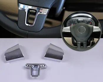 

beler New 3pcs/Set Silver ABS Chrome Steering Wheel Trim Interior Decoration Car Accessories Trims for VW Lavida 2011 2012