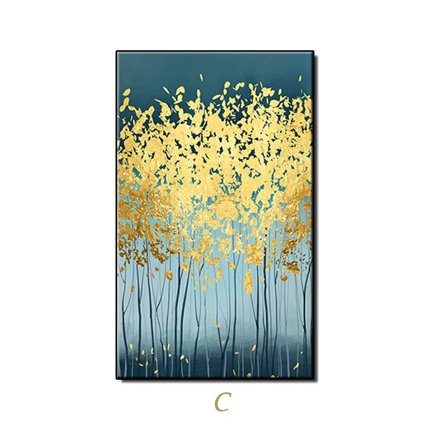 

Hand Painted Wall art Picture Abstract gold money tree landscape oil painting for Living room bedroom home decor no framed