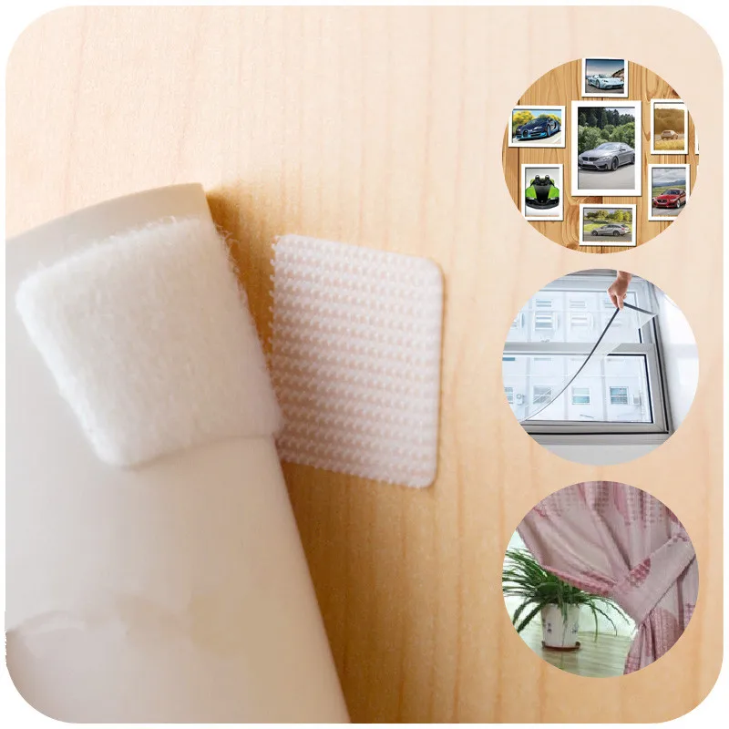 

4set (40 pairs) white square nylon fixed strong adhesive invisible door buckle window frame photo frame shape paste