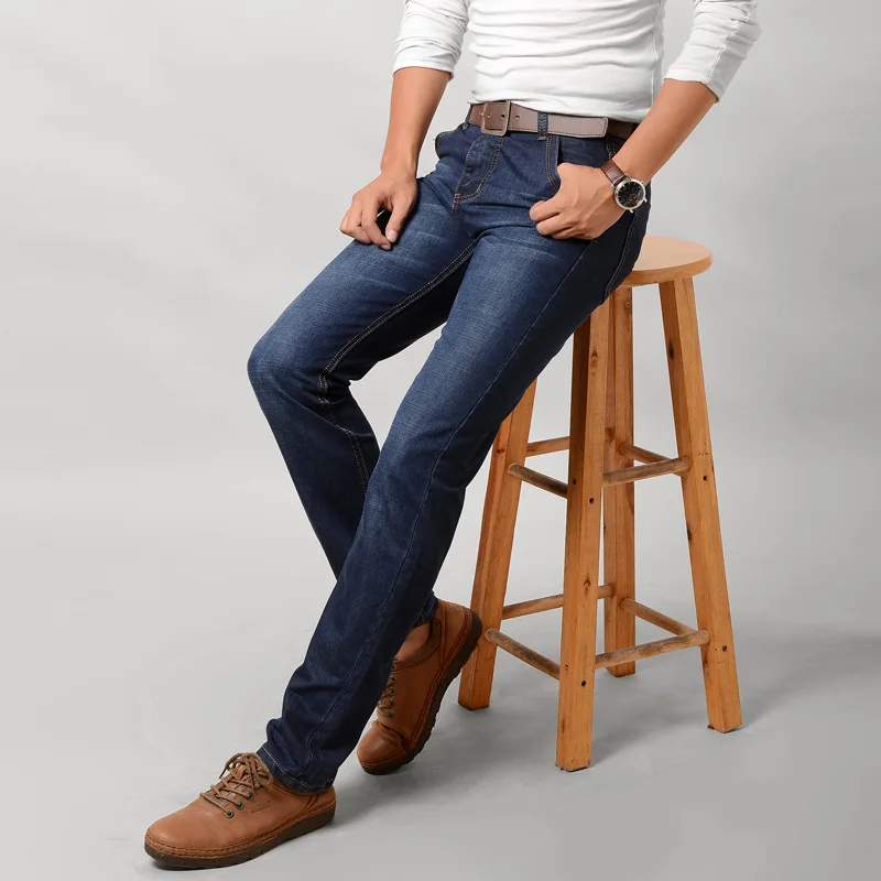 

Men's brand jeans men's thin stretch retro retro jeans summer men's jeans business casual traveler solid color jeans plus
