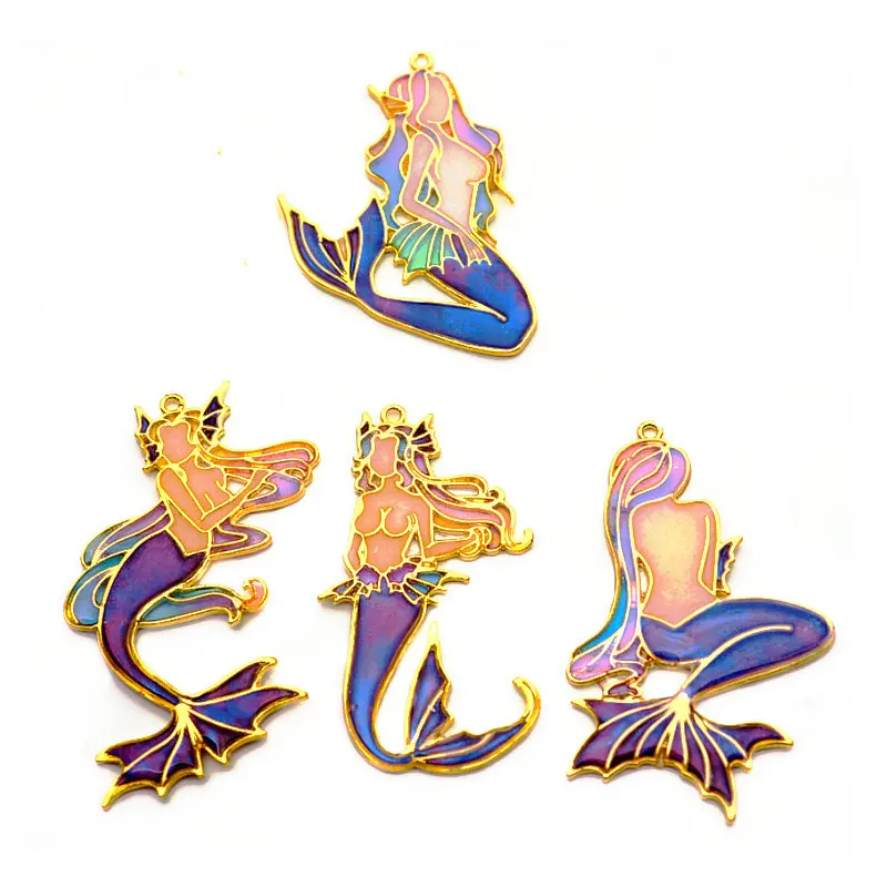 

5pcs UV Resin Mermaid Open Bezels Pendant DIY Craft Metal Frame Fish Princess Charms Handmade Jewelry Accessories Cabochons