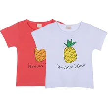 New Summer baby Kids Boys Girls Pinapple Pattern print shirts Crew Neck Short Sleeve T-shirt tops 2-7 Y