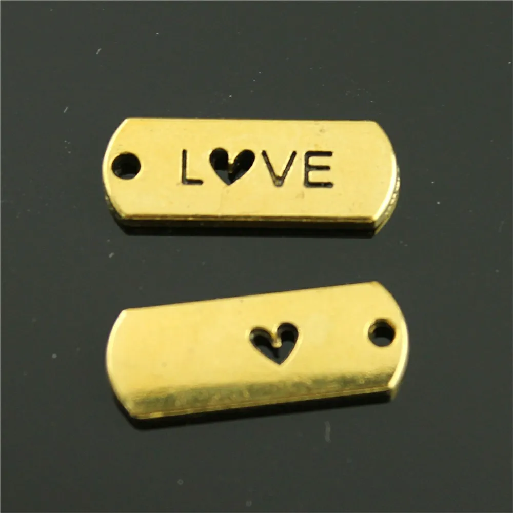 

8pcs 3 Colors Antique Bronze, Antique Silver, Antique Gold Love Heart Plate Charms Love Heart Charms Love Charms 8x21mm