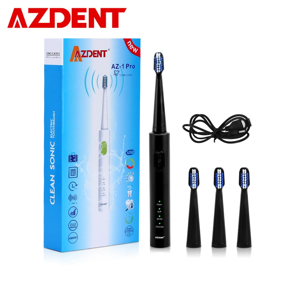 

Fashion 3 Modes AZ-1 Pro Sonic Electric Toothbrush USB Rechargeable + 4 Replacement Heads Timer Tooth Whitening Oral Care Adults