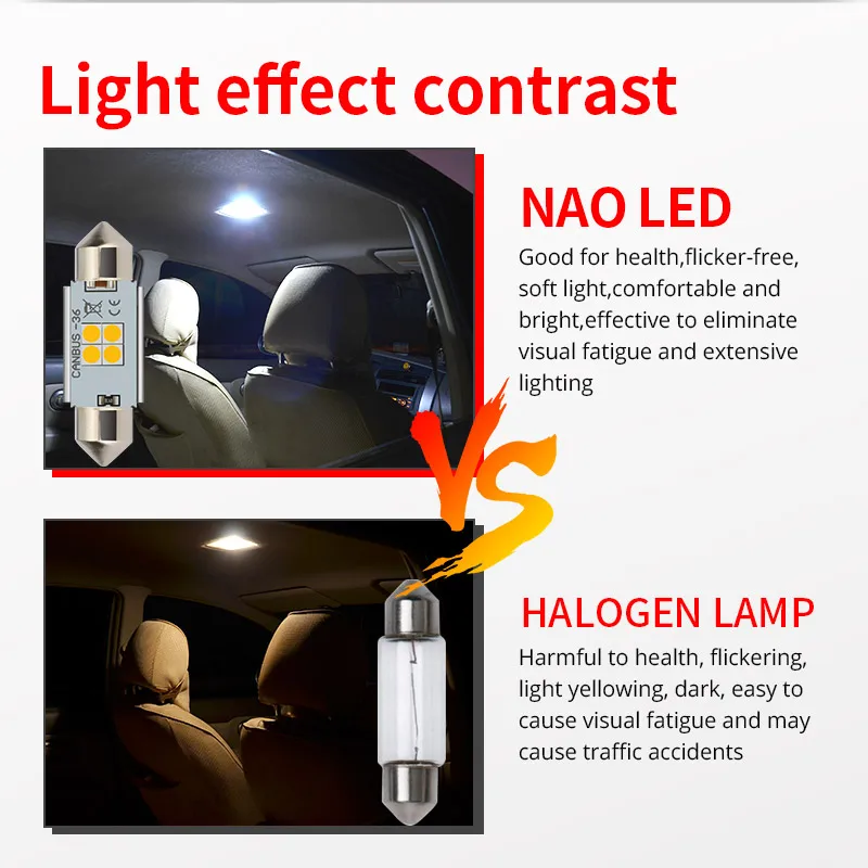 NAO C5W led C10W 28 мм 31 CANBUS без ошибок Festoon 12 В 3030 автомобиль 36 39 41 44 для passat b5 купольный