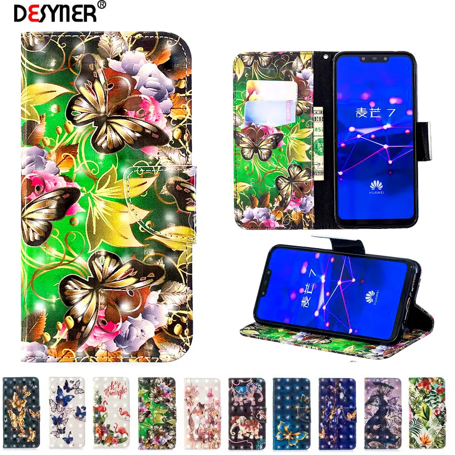 Роскошный кожаный флип-чехол для huawei mate 20 lite чехол с 3D видением рисунком телефона