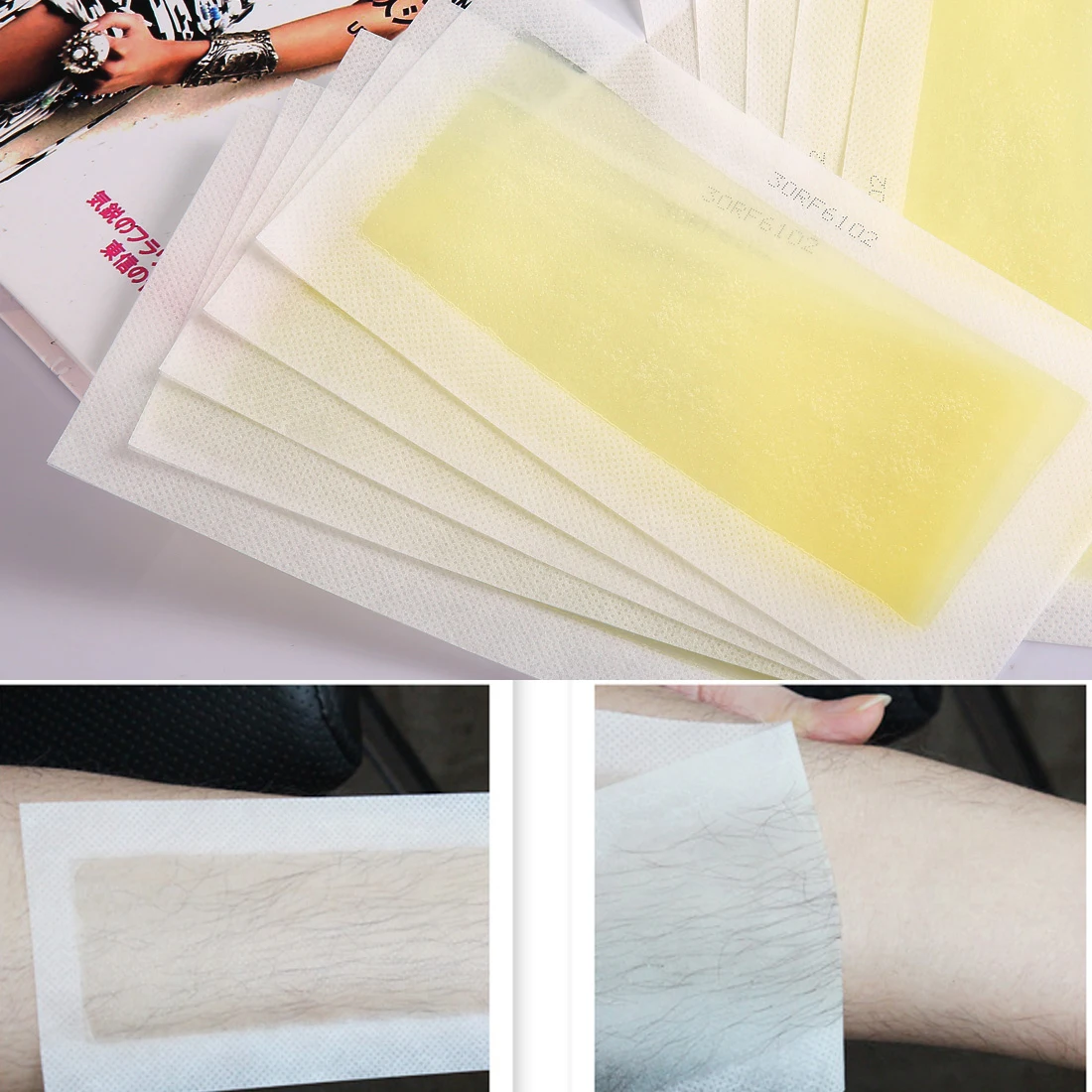 Depilatory Remover 20pcs 10 sheets Yellow Hair Removal Double Sided