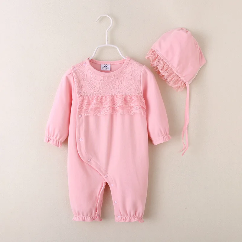 Baby newborn lace romper baby girl gap 100 cotton lace romper with hat