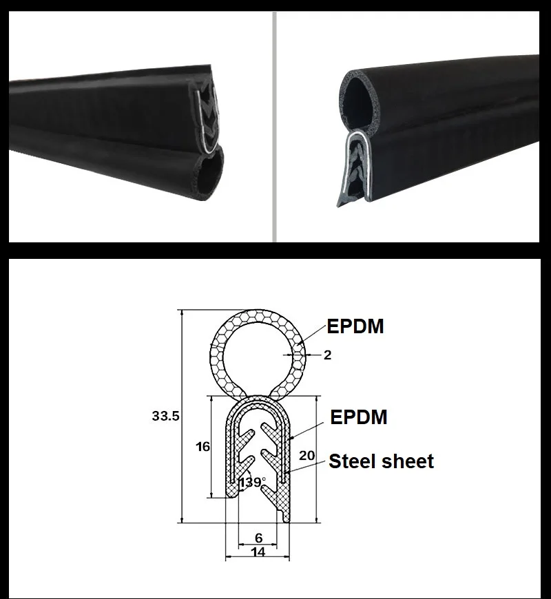 1 метр шумоизоляция резиновое уплотнение автомобиля звукоизоляционные универсальные уплотнения двери автомобиля уплотнительная полоса EPDM авто резиновые уплотнения со стальным листом
