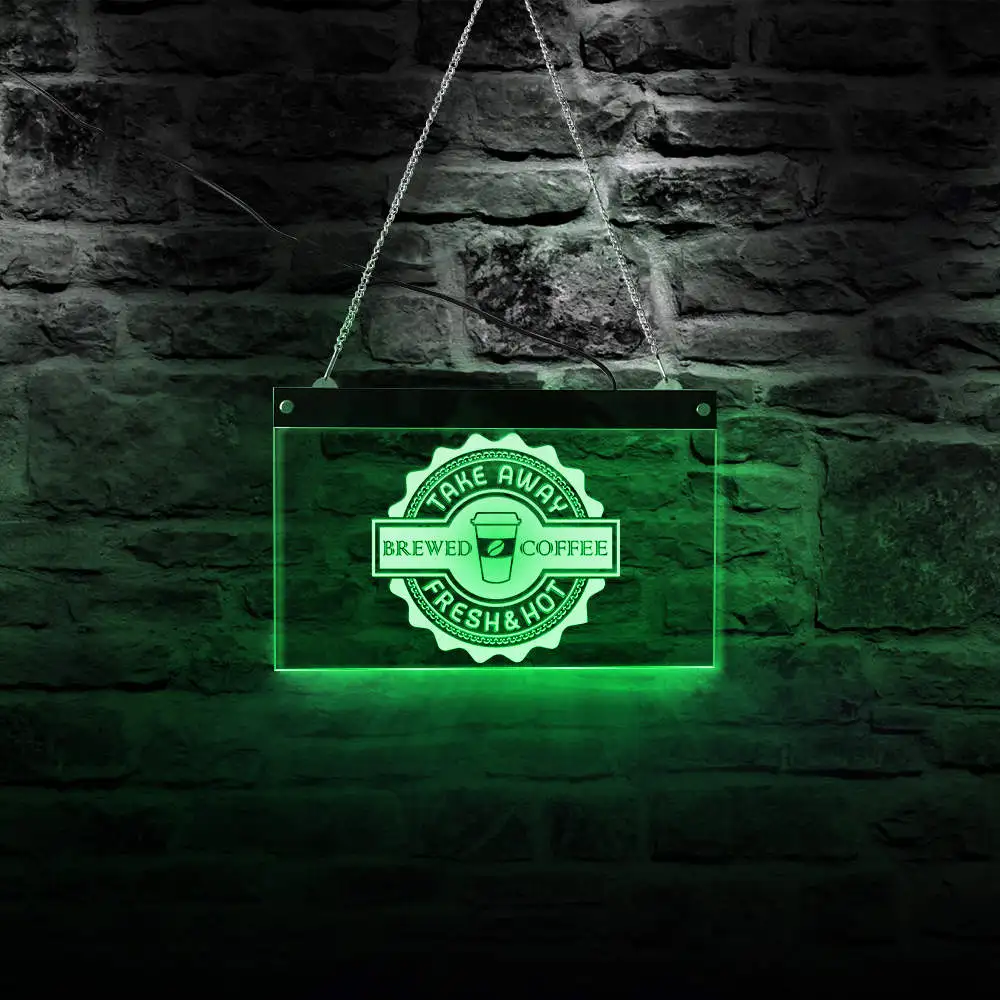 Новинка неоновый свет светодиодный Фирменная эмблема для кофейни Повторите настенный светильник варится Кофе отнять свежий горячий
