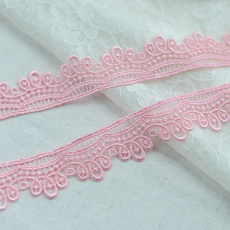 15 meters 2.7cm 1.06" pink embroidered lace trim tapes ribbon for