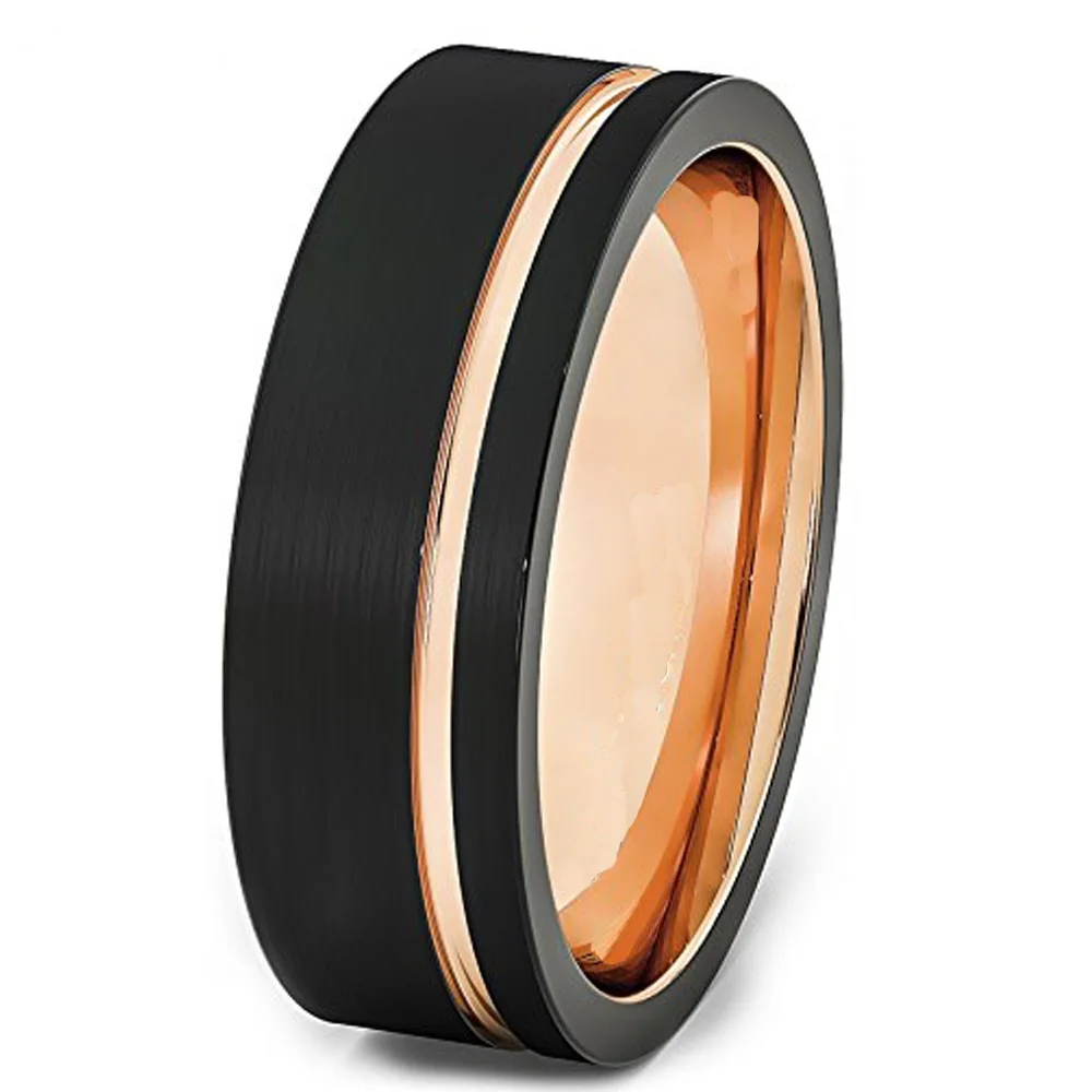 Two Tone Rose Gold Mens Wedding Band Pictures