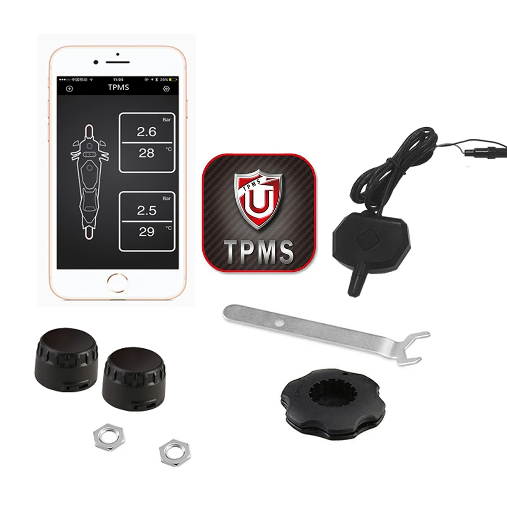 

TPMS Motorcycle Tire Pressure Monitoring System Moto Bluetooth 4.0 Low Energy Internal External For IOS Android
