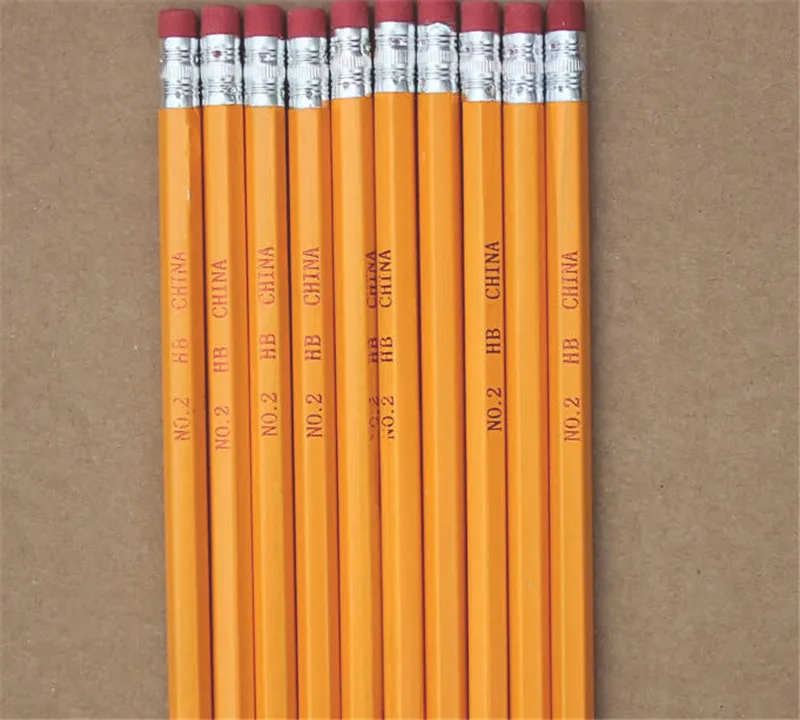 1200 pencils with rubber yellow wooden pencil with eraser 19cm * 0.8cm