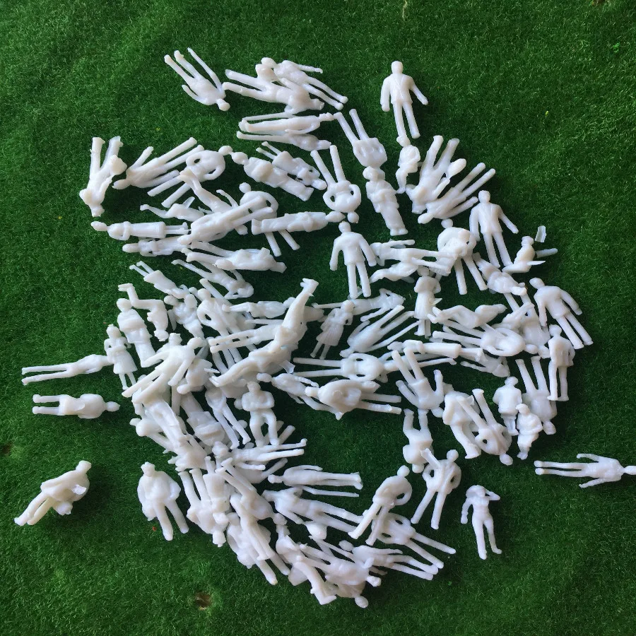 

200pcs/lot best selling scale model white plastic unpainted people figure in 1:100 for Architecture train layout