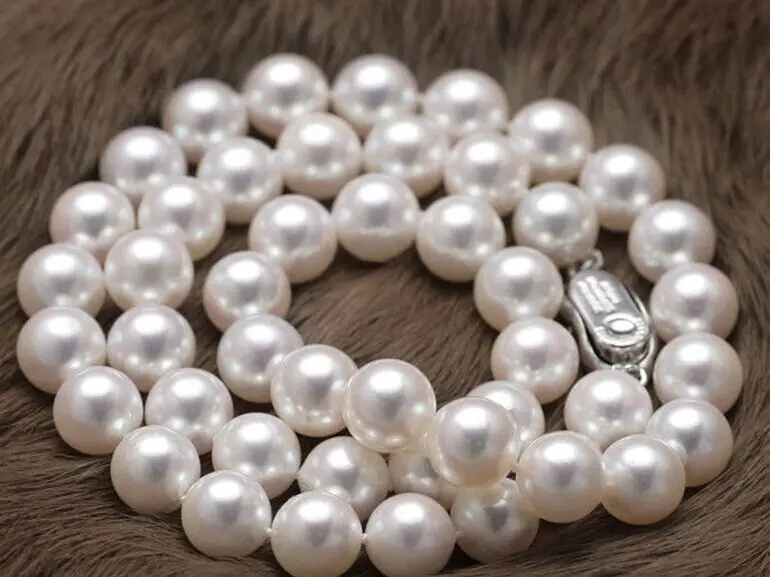 

FREE SHIPPING HOT sell new Style >>>>elegant10-11mm south sea natural round white pearl necklace 18inch s925