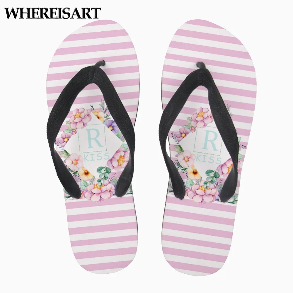 

WHEREISTAR 2019 Women's Shoes Female's Summer Vogue Casual Sandals Ladies's Home Slippers 3D Flowers And Tip Graffiti Pattern