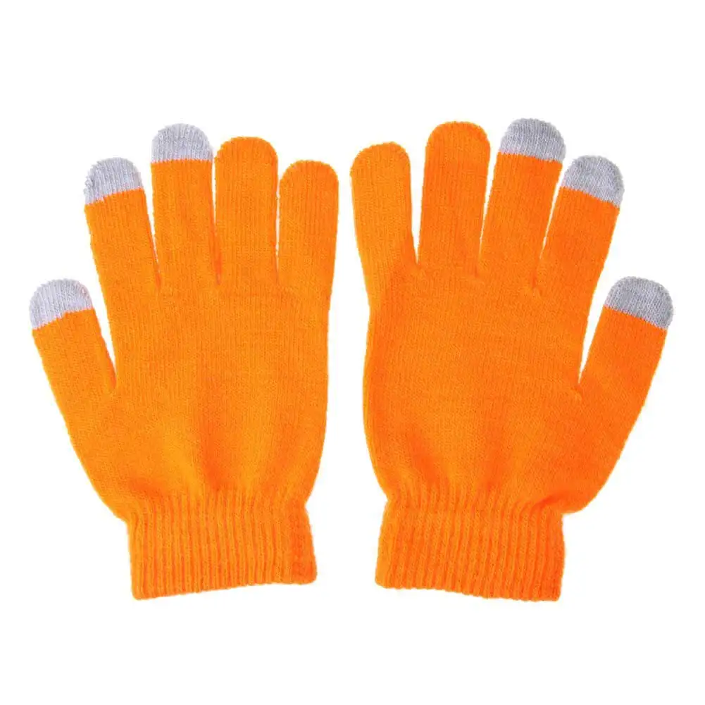 Многофункциональный 1 пара для девочек и мальчиков, сезон зима теплая емкостный сенсорный экран трикотажные перчатки грелка для рук для касаний Экран смартфон с жесткими защитными вставками, размеры OH66 - Цвет: Оранжевый