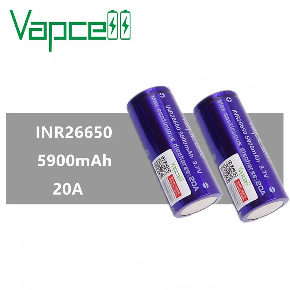 

2pcs VAPCELL INR26650 5900mAh 20A Rechargeable battery INR 26650 battery large capacity vape cell E-CIG IMR BATTERY vs Keeppower