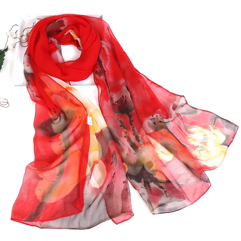 Новая мода весна/лето Женский цветочный принт пляжный шелковый шарф шали женские длинные палантины пляжные хиджаб для защиты от солнца 40 цветов - Цвет: 18