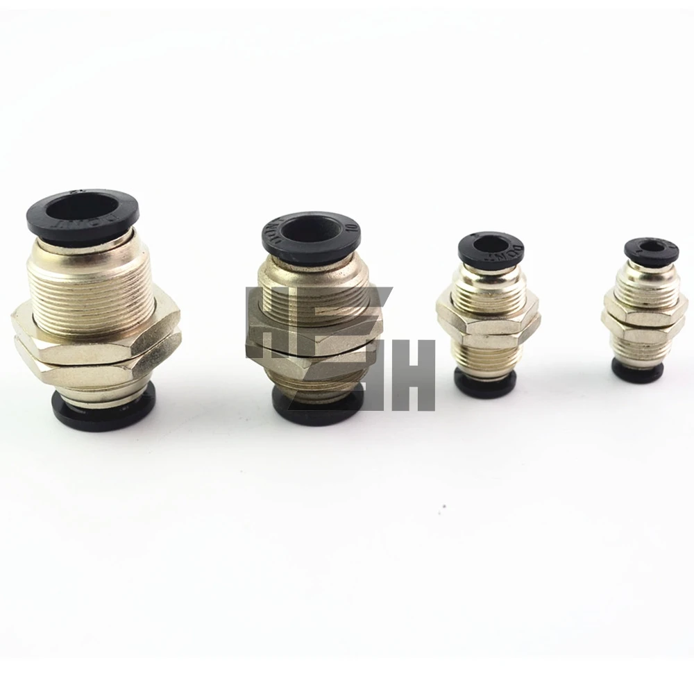Black 4 6 8 10 12MM Pneumatic Bulkhead Straight Push In Quick Fitting