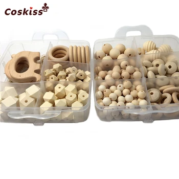 

DIY Baby Wooden Teether Wooden Animal Crochet Beads Blending Natural Round Geometry Wooden Beads Wood Ring Creative Freedom