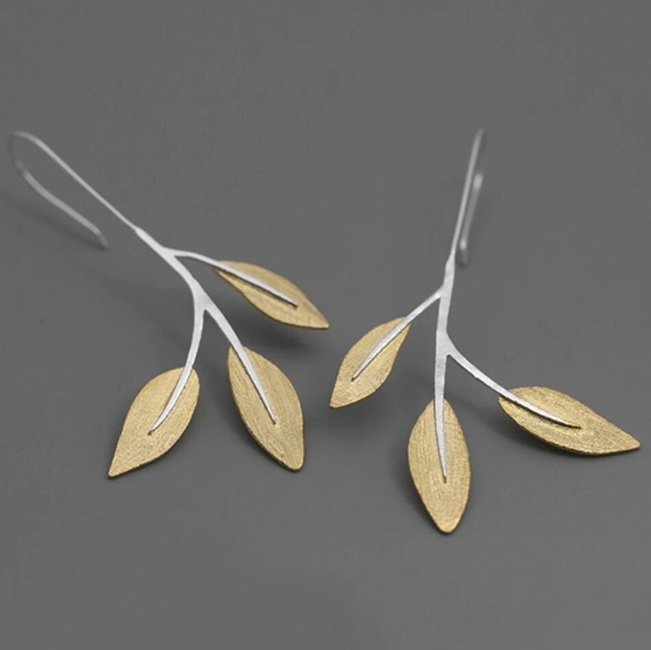 INATURE 925 пробы серебряные модные восхитительные серьги в форме листьев для женщин ювелирные изделия Brincos - Окраска металла: Gold