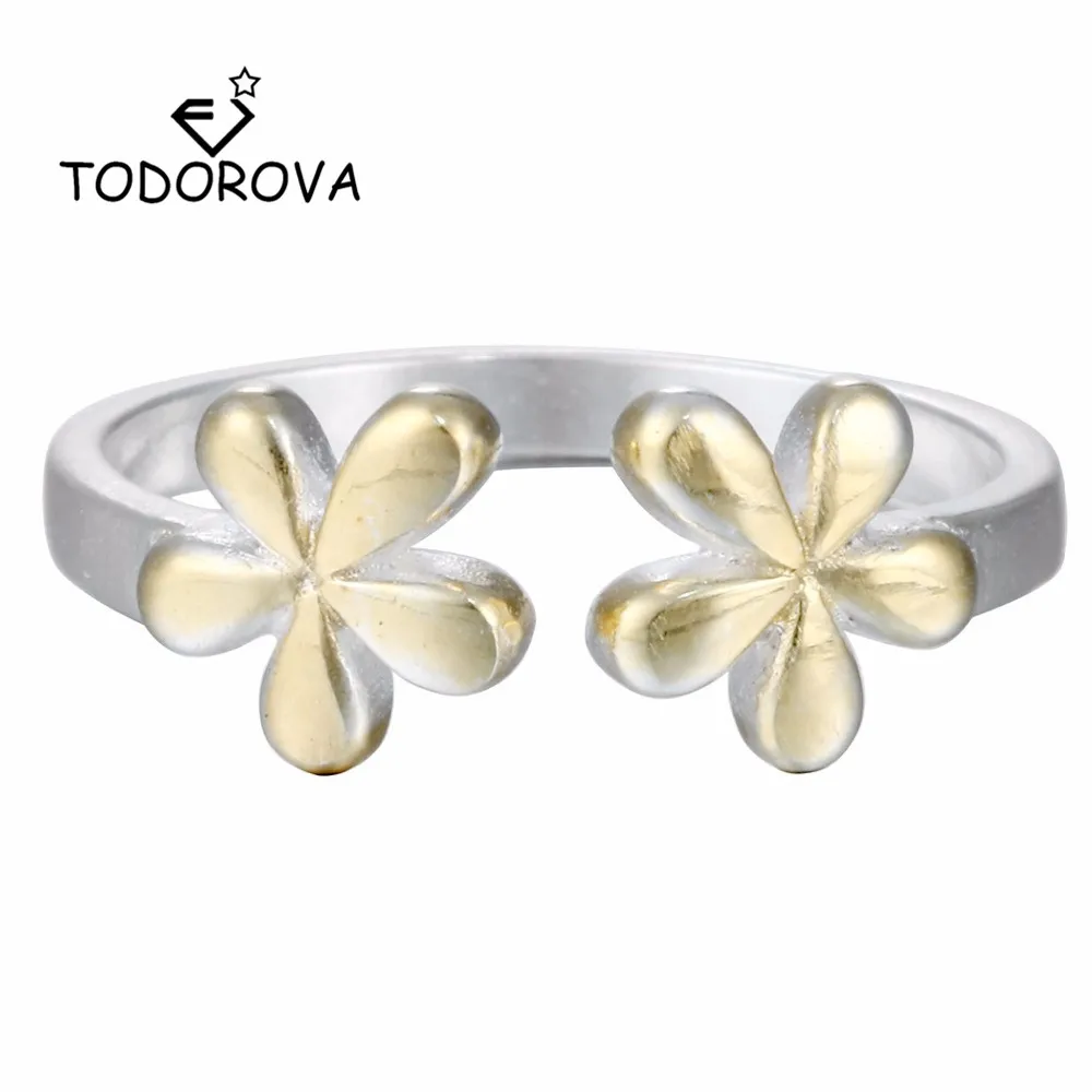 

Todorova Double Daisy Flower Finger Rings for Women Engagement Wedding Rings Female Adjustable Size