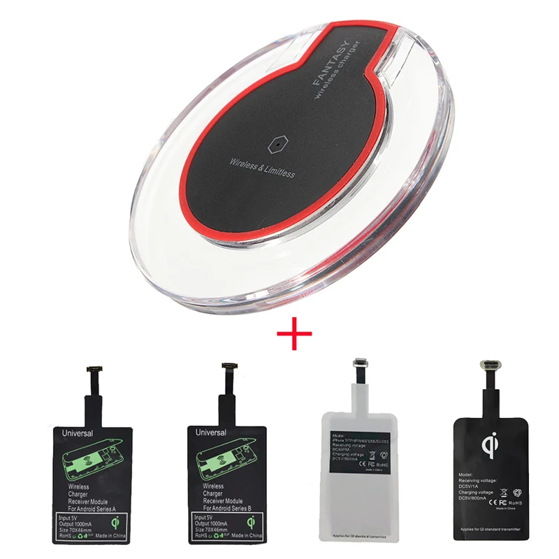 

Qi Wireless Charging Kit Transmitter Charger Adapter Receptor Receiver Pad Coil Micro USB kit for iPhone for huawei smart phone