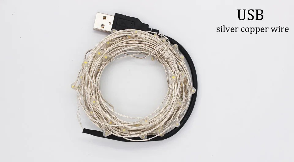 USB LED String Light 10M 5M Waterproof Silver Wire Outdoor Lighting Strings Fairy Lights For Christmas Wedding Decoration