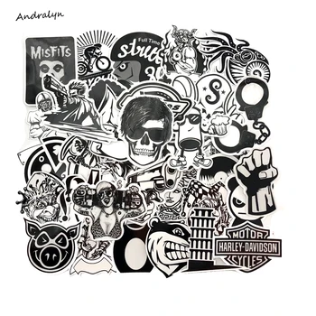 

60 PCS Black and White Cool DIY Stickers For Skateboard Laptop Luggage Snowboard Fridge Phone Toy Styling Home Decor Stickers