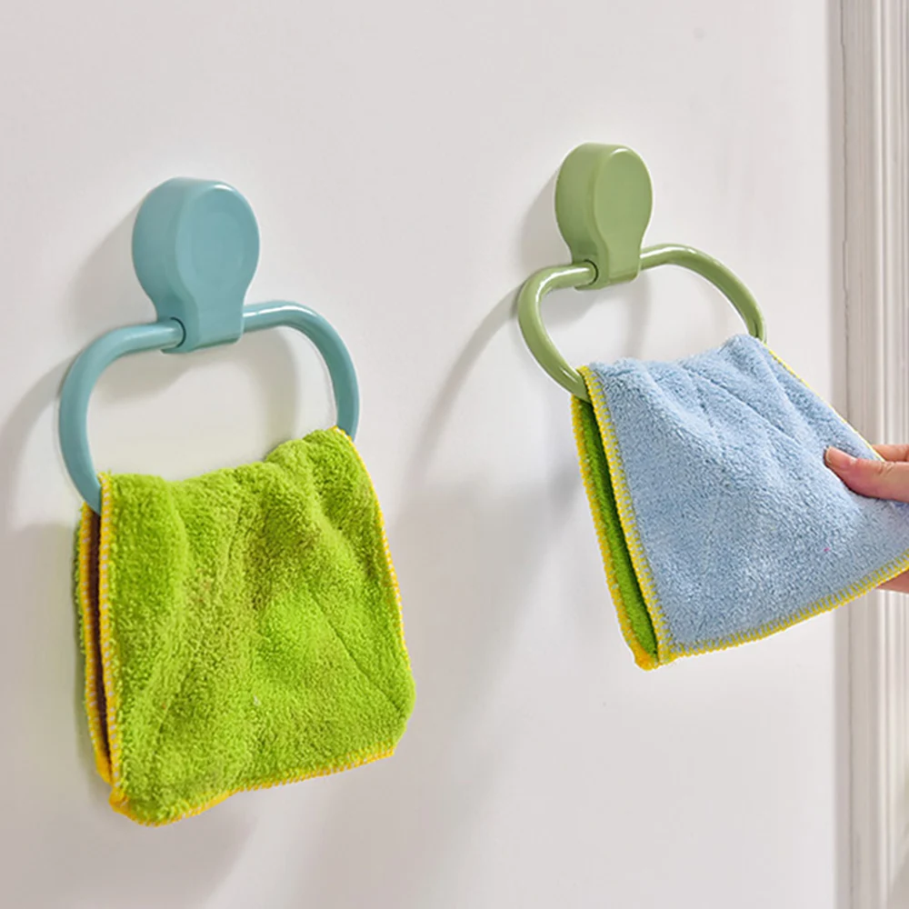 Towel Rack Hanging Holder Organizer Kitchen Bathroom Accessories Towel Ring Rack Strong Viscosity Towel Hanging Holder Rack