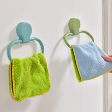 Towel Rack Hanging Holder Organizer Kitchen Bathroom Accessories Towel Ring Rack Strong Viscosity Towel Hanging Holder Rack