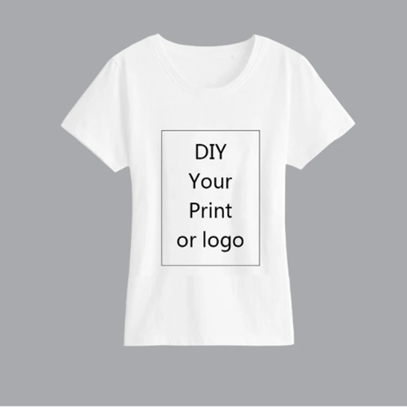

Custom printed T Shirt for Women DIY Picture LOGO Text Print White Lady Slim Top Tees Heat Transfer Process